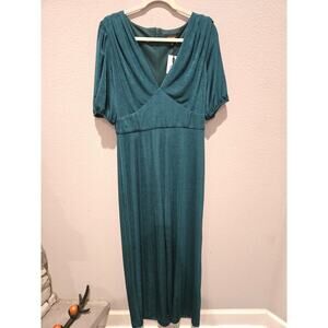 Alexia Admor Women's Green Puff Sleeve Jumpsuit Size L NWT